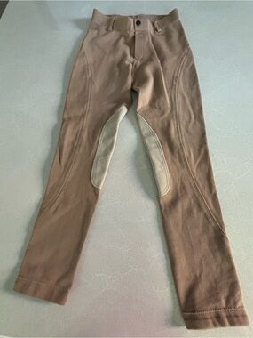 Elation Kids Pull-On Tan Equestrian Riding Breeches Size 14 4-Way Stretch